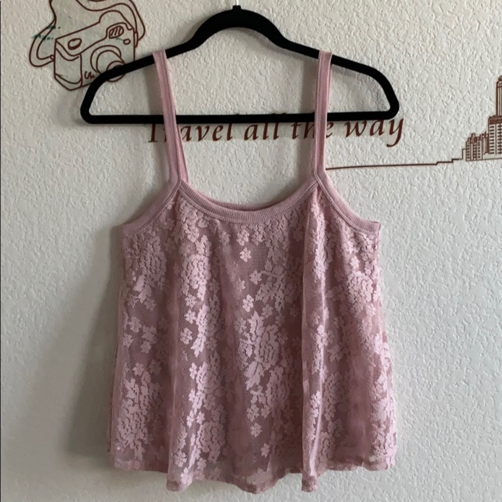 🌻 Love On A Hanger Lace Flower Pink Flowey Top